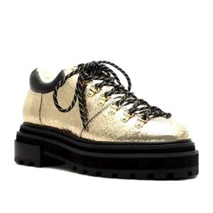 SCHUTZ Lucille Metallic chunky Platform lace up Loafer shoes Sz 7.5